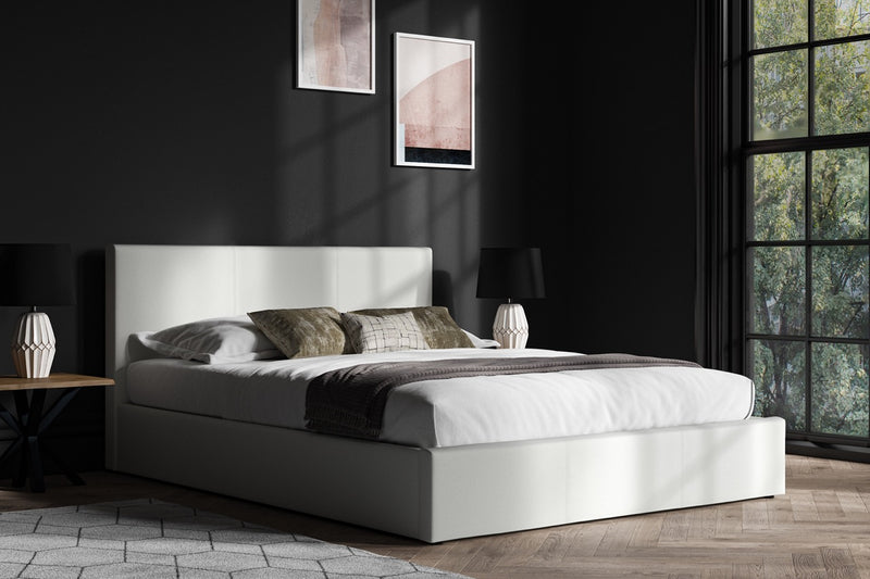 Madrid Faux Leather Ottoman Bed White - Super King