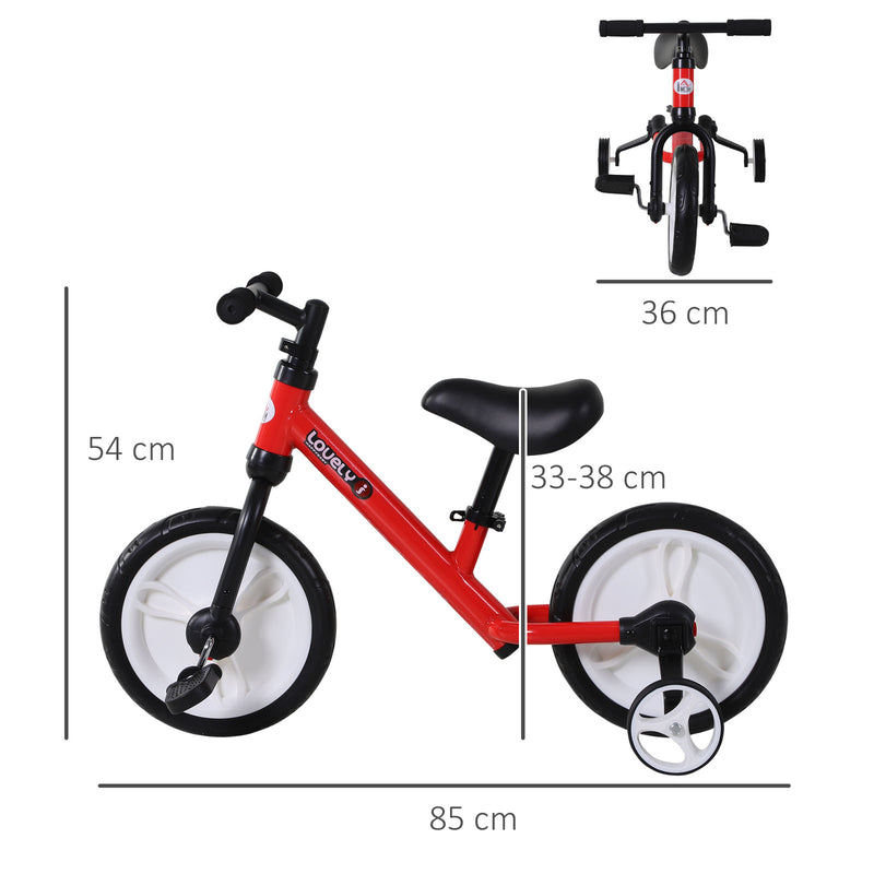PP Toddlers Removable Stabiliser Balance Bike Red