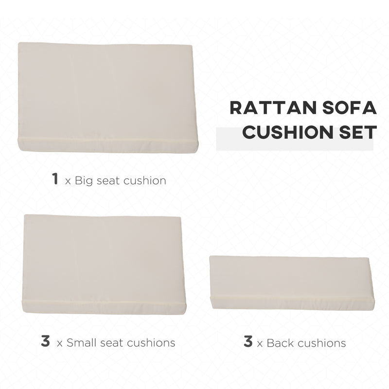 Outdoor Cushion Pad Set for Rattan Furniture, 7 Piece Garden Furniture Cushions, Patio Conversation Set Cushions, Lightweight, Cream