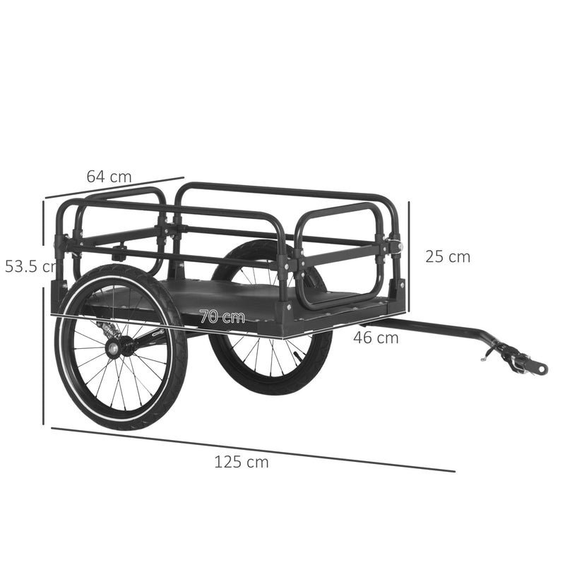 Steel Bike Trailer with Triple Safety, Wagon Bicycle Trailer with Suspension, 2 Wheels Outdoor Storage Carrier, Black