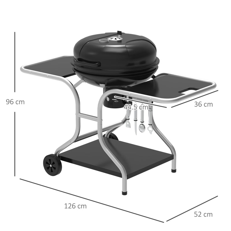 Charcoal Grill Trolley Barbecue Grill W/ Wheels