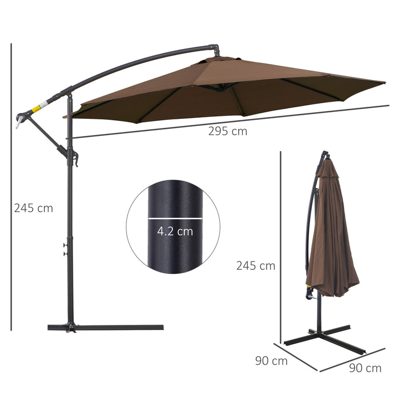 Cantilever Umbrella Parasol Hanging Banana Steel Brown 3M Patio