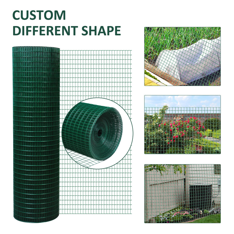 PVC Coated Welded Wire Mesh Fencing Chicken Poultry Aviary Fence Run Hutch Pet Rabbit 30m Dark Green