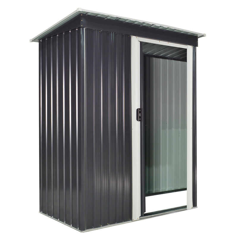 2 x 3ft Garden Storage Shed with Sliding Door and Sloped Roof Outdoor Equipment Tool Backyard, Black