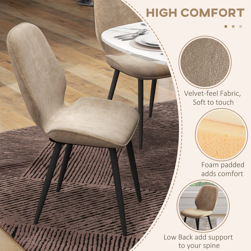 Velvet Dining Chairs, Set of 2 Dining Room Chairs with Metal Legs for Living Room, Dining Room, Light Brown