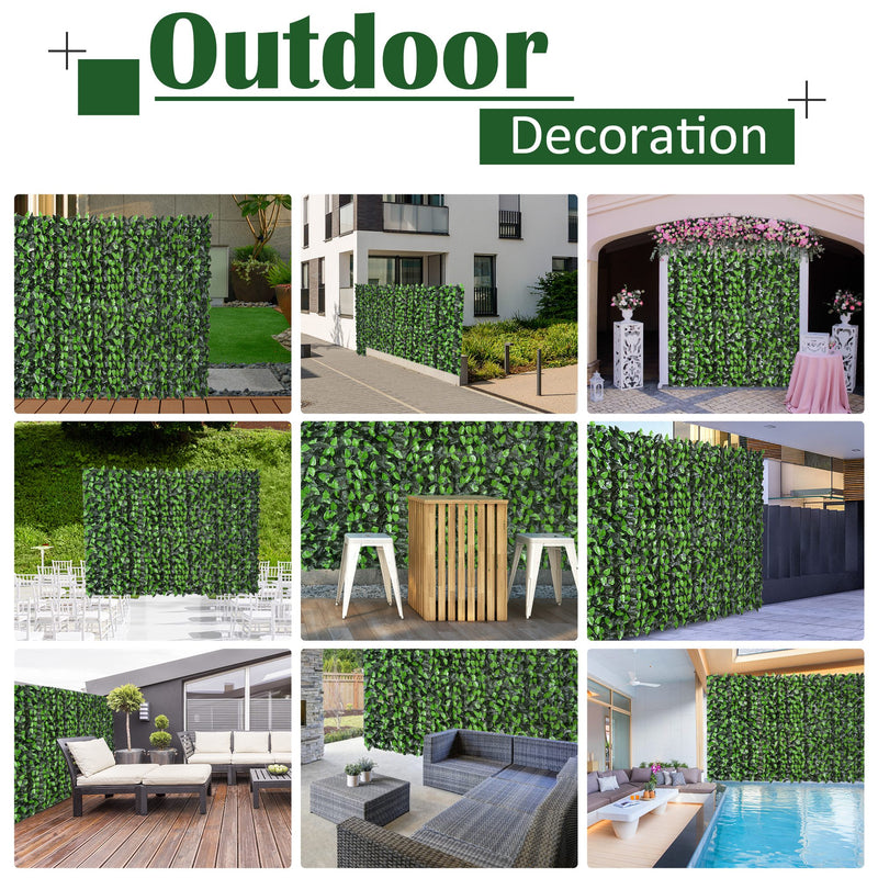 Artificial Leaf Hedge Screen Privacy Fence Panel for Garden Outdoor Indoor Decor 3M x 1M Light Green and Dark Green
