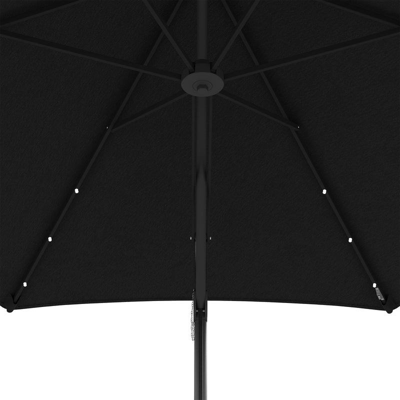 3(m) Garden Parasol Cantilever Umbrella with Solar LED, Cross Base and Waterproof Cover, Black