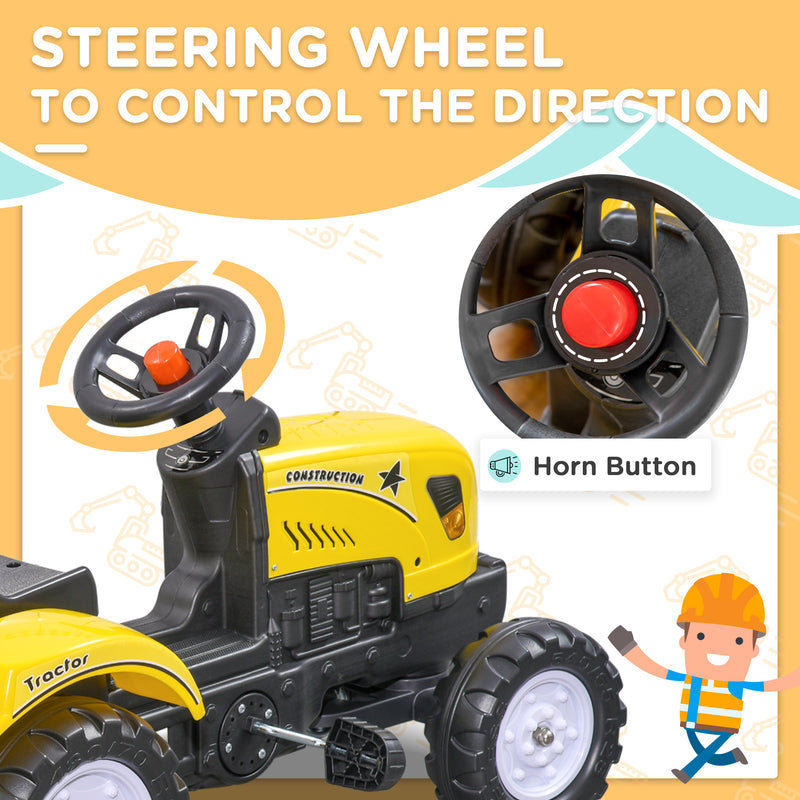 Pedal Go Kart Ride on Tractor w/ Shovel & Rake Four Wheels Child Toy