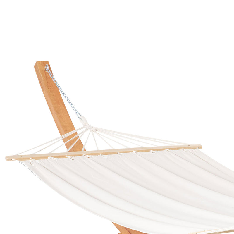 Outdoor Garden Hammock with Wooden Stand Swing Hanging Bed for Patio White