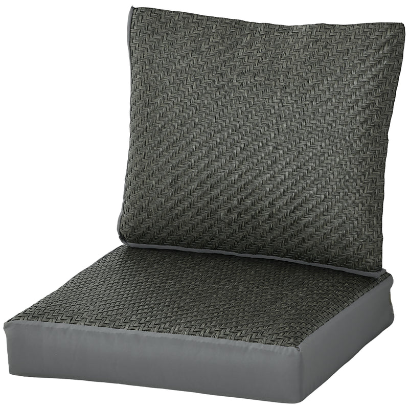 2-Piece Back and Seat Cushion Pillows Replacement, Fabric and PE Rattan Patio Chair Cushions Set, Grey