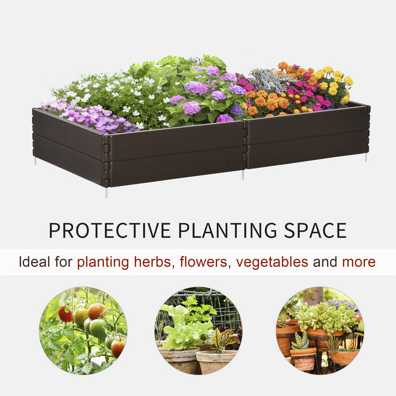 Raise Garden Bed Kit, 6 Panels DIY Planter Box Above Ground for Flowers/Herb/Vegetables Outdoor Garden Backyard with Easy Assembly, Brown