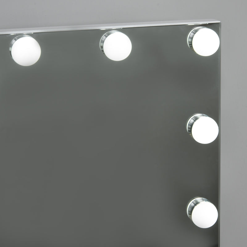 Hollywood Mirror with Lights for Makeup Dressing Table, Lighted Vanity Mirror with 12 Dimmable LED Bulbs and USB Plug in Power Supply, White