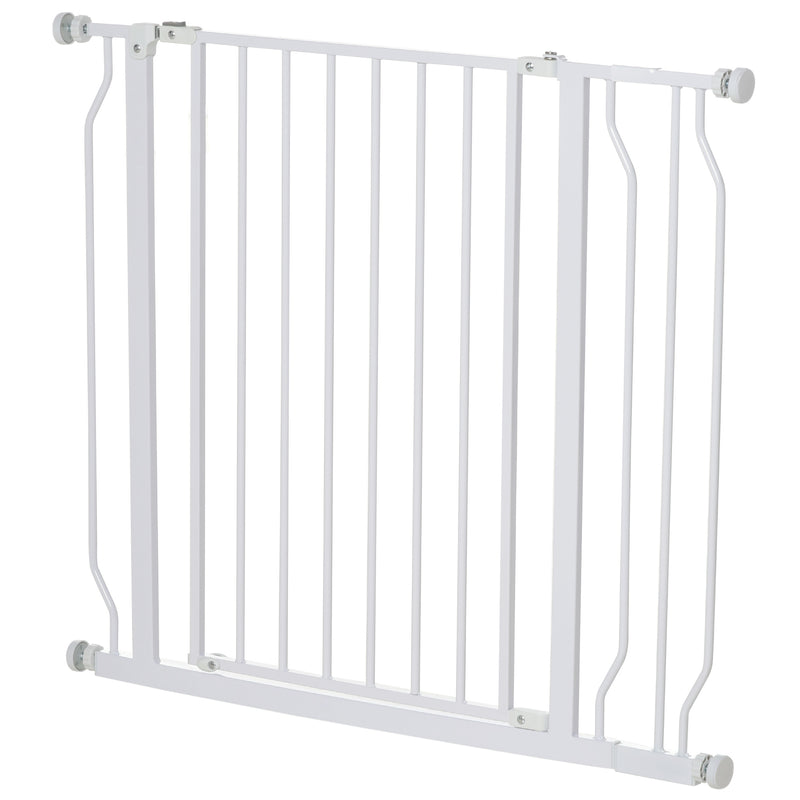 Wide Dog Safety Gate, with Door Pressure, for Doorways, Hallways, Staircases - White