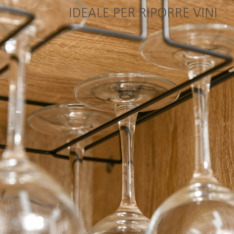Wine Rack for 12 Bottles, Freestanding Wine Rack Sideboard Serving Bar with Glass Holders, Brown