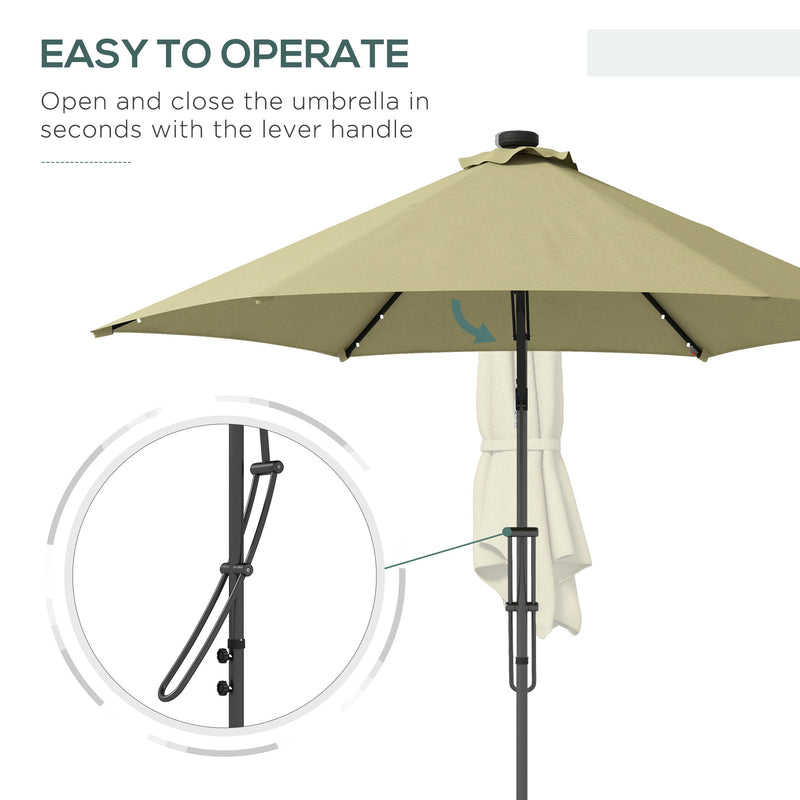3(m) Garden Parasol Cantilever Umbrella with Solar LED, Cross Base and Waterproof Cover, Beige