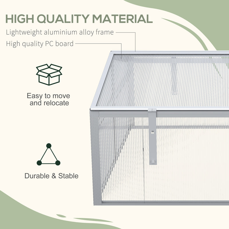 Outdoor 2 Level Adjustable Roof Cold Frame Greenhouse with Aluminium Frame