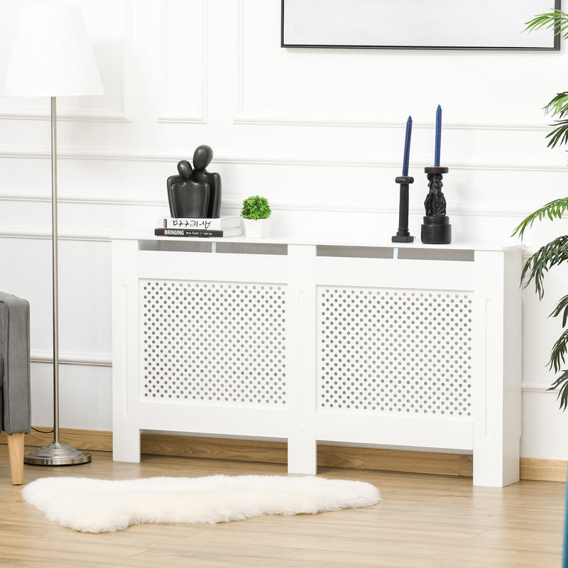 Wooden Radiator Cover Heating Cabinet Modern Home Furniture Grill Style White Painted (Large)