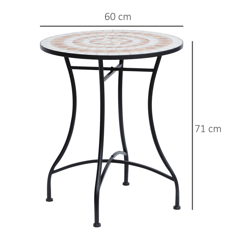 60cm Mosaic Round Bistro Table Side Bar Table Patio Garden Table Outdoor Balcony Furniture