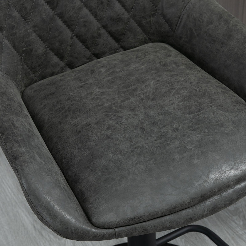 Retro Bar Stools Set of 2, Adjustable Kitchen Stool, Upholstered Bar Chairs with Back, Swivel Seat, Dark Grey