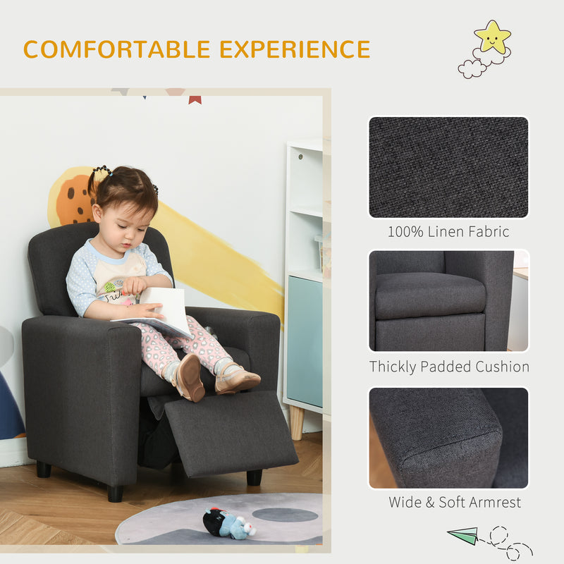 2 in 1 design Kids Sofa Armchair with Footrest for Children Playroom Bedroom Living Room, 55 x 50 x 67cm, Grey