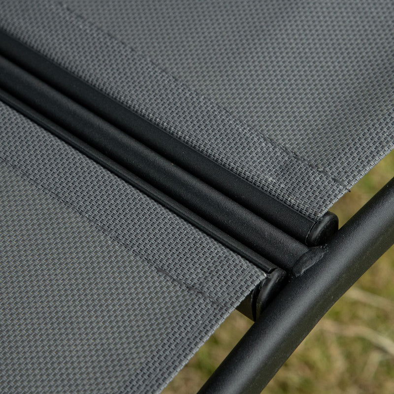 2 Seater Garden Swing Seat Swing Chair Outdoor Hammock Bench w/ Adjustable Tilting Canopy, Texteline Seats and Steel Frame, Dark Grey