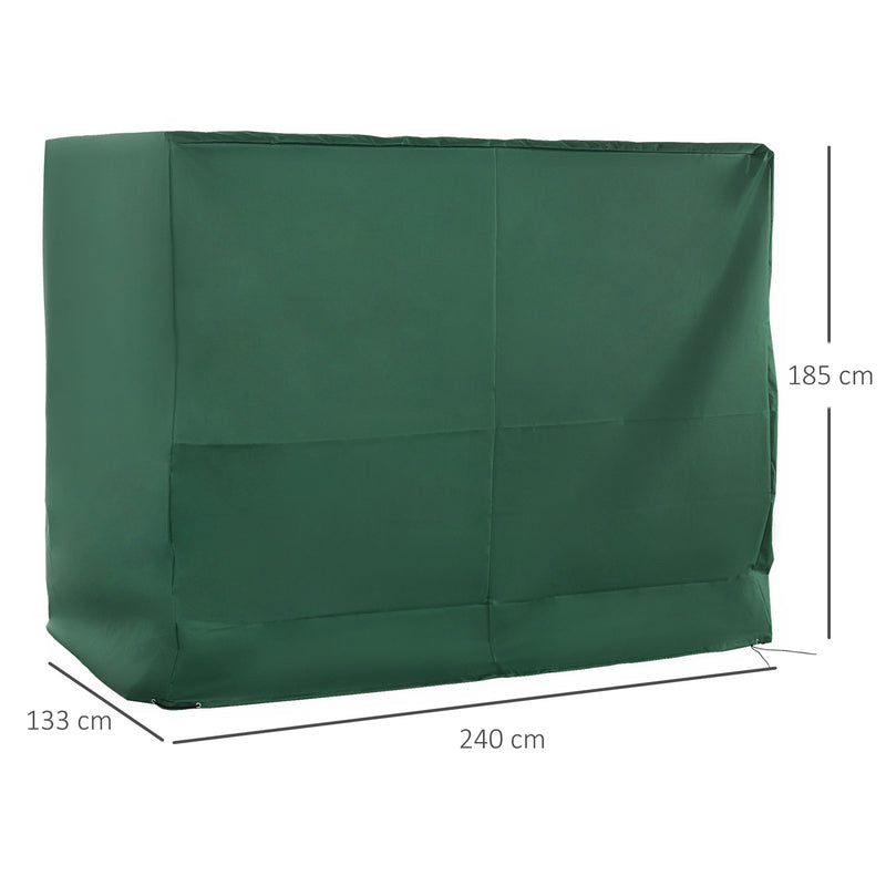 Oxford Patio 3-seater Swing Chair Cover Outdoor Garden Furniture Rain Protection Protector Waterproof Anti-UV Green 240L x 133W x 185H cm