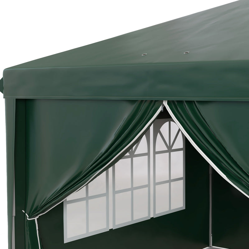 3 x 6m Garden Pop Up Gazebo, Wedding Party Tent Marquee, Water Resistant Awning Canopy With Sidewalls, Windows, Drainage Holes