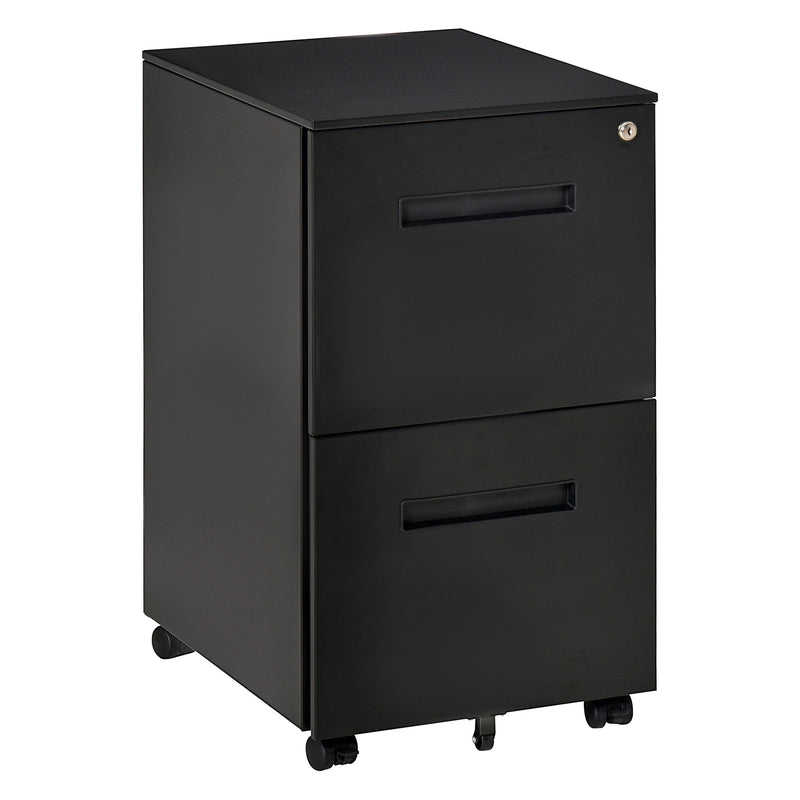 2-Drawer Mobile File Cabinet for A4 File, Mobile File Cabinet Vertical Organizer Filing Furniture with Adjustable Partition, Black