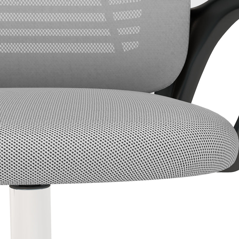 Ergonomic Office Chair, Mesh Desk Chair with Rotatable Headrest, Lumbar Back Support, Armrest, Grey