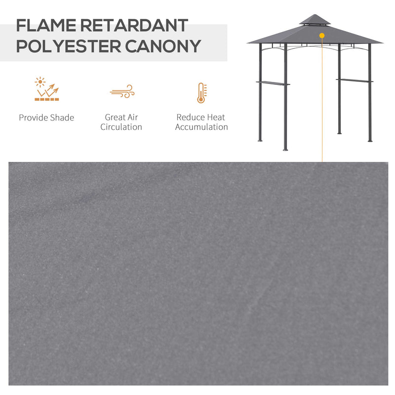 2.5M (8ft) New Double-Tier BBQ Gazebo Grill Canopy Barbecue Tent Shelter Patio Deck Cover - Grey