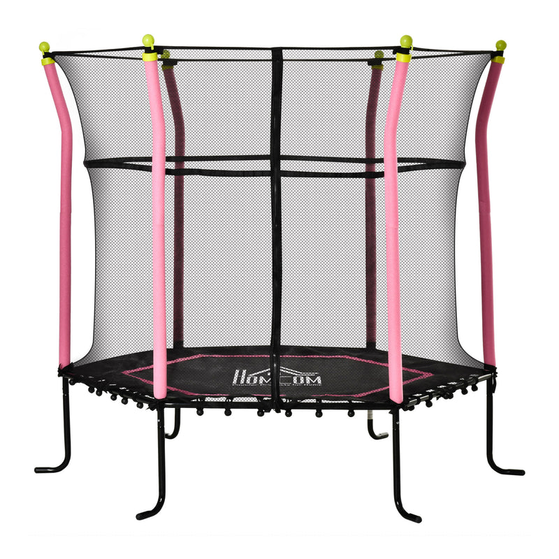 5.2FT / 63 Inch Kids Trampoline With Enclosure Net Mini Indoor Outdoor Trampolines for Child Toddler Age 3 - 10 Years Pink