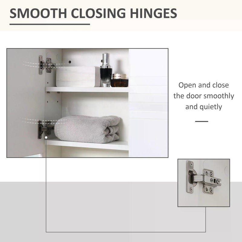 Bathroom Mirror Cabinet, Wall Mount Storage Cabinet with Double Door, Adjustable Shelf, 54cm x 15cm x 55cm, White