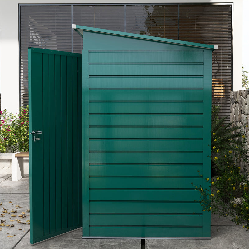 8 x 4FT Galvanised Garden Storage Shed, Metal Outdoor Shed with Double Doors and 2 Vents, Green