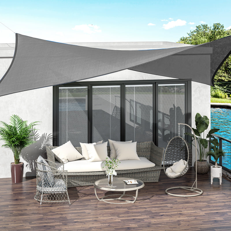 4 x 3m Sun Shade Sail Rectangle Canopy Outdoor Sunscreen Awning with Mounting Ropes for Garden, Patio, Party, UV Protection, Charcoal Grey