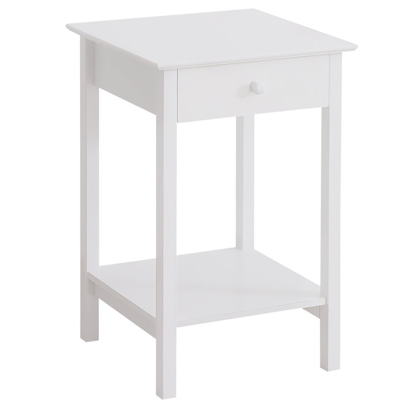 Wooden Bedside Table Cabinet W/ Drawer Shelf Storage End Side White Multipurpose Bedroom Night Stand