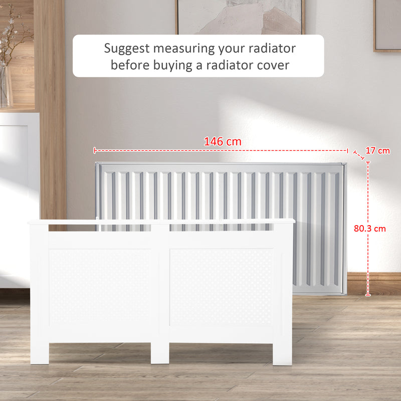Wooden Radiator Cover Heating Cabinet Modern Home Furniture Grill Style White Painted (Large)