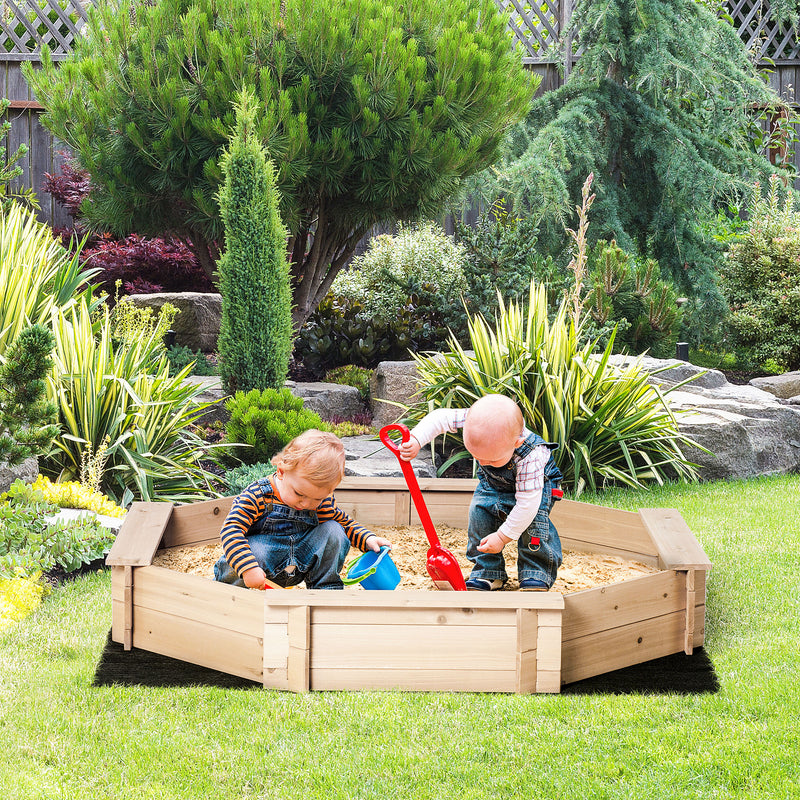 Kids Wooden Octagon Sandbox, Outdoor Children Playset for Backyard, with polyester Cover for 3-8 years old, 139.5 x 139.5 x 21.5 cm