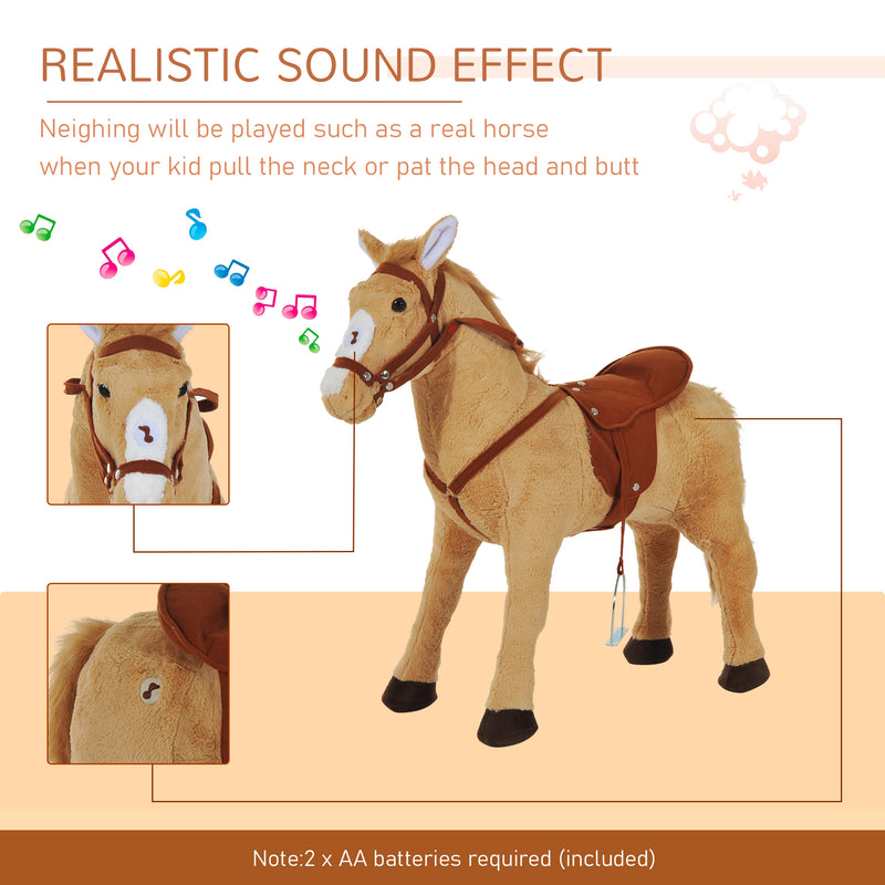 Childrens Plush Rocking Pony W/Sound-Beige