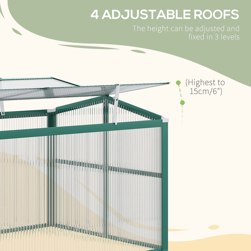 Aluminium Polycarbonate Greenhouse Cold Frame Grow House, Openable Top for Flowers and Vegetables, 130x70x61cm
