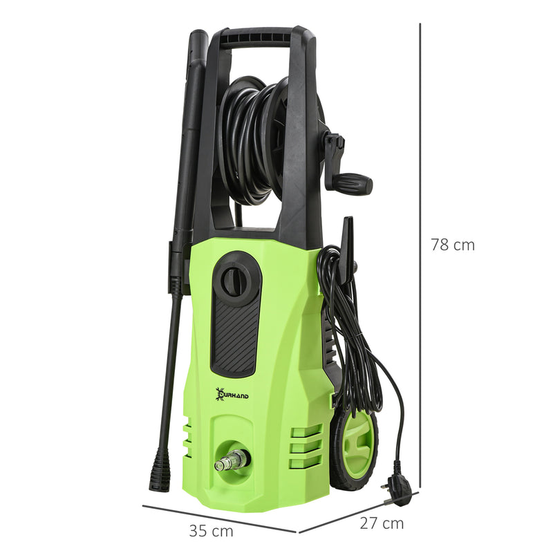 1800W High Pressure Washer, 150 Bar Pressure, 510 L/h Flow, High-Performance Portable Power Washer Jet Wash Cleaner for Garden, Car, Green