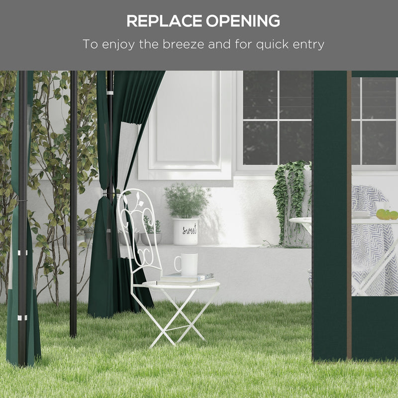 Gazebo Side Panels, 2 Pack Sides Replacement, for 3x3(m) or 3x6m Pop Up Gazebo, with Doors and Windows, Green