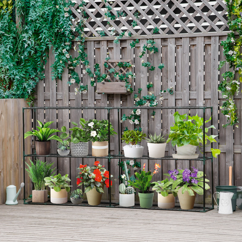 3 Tier Metal Plant Stand, Greenhouse Staging Flower Pot Shelf, Flower Display Shelf, Storage Rack, No Tools Required for Outdoor Indoor