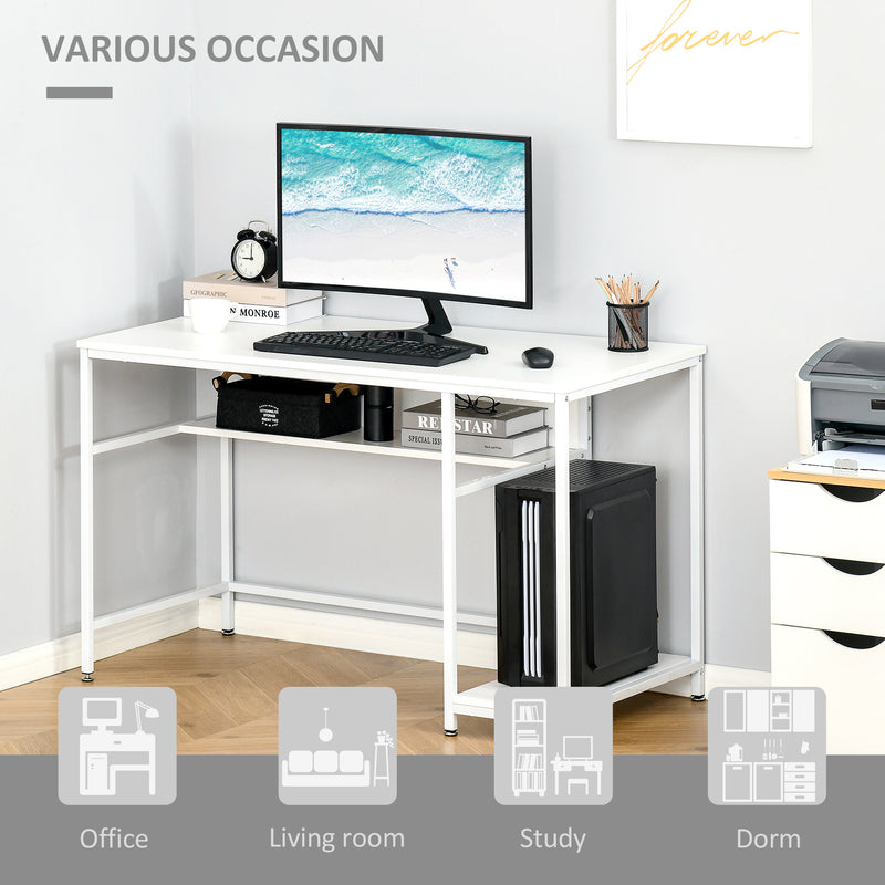 Home Compact Small Computer Desk Writing Study Table Office PC Workstation Gaming Studying with Storage Shelf, White