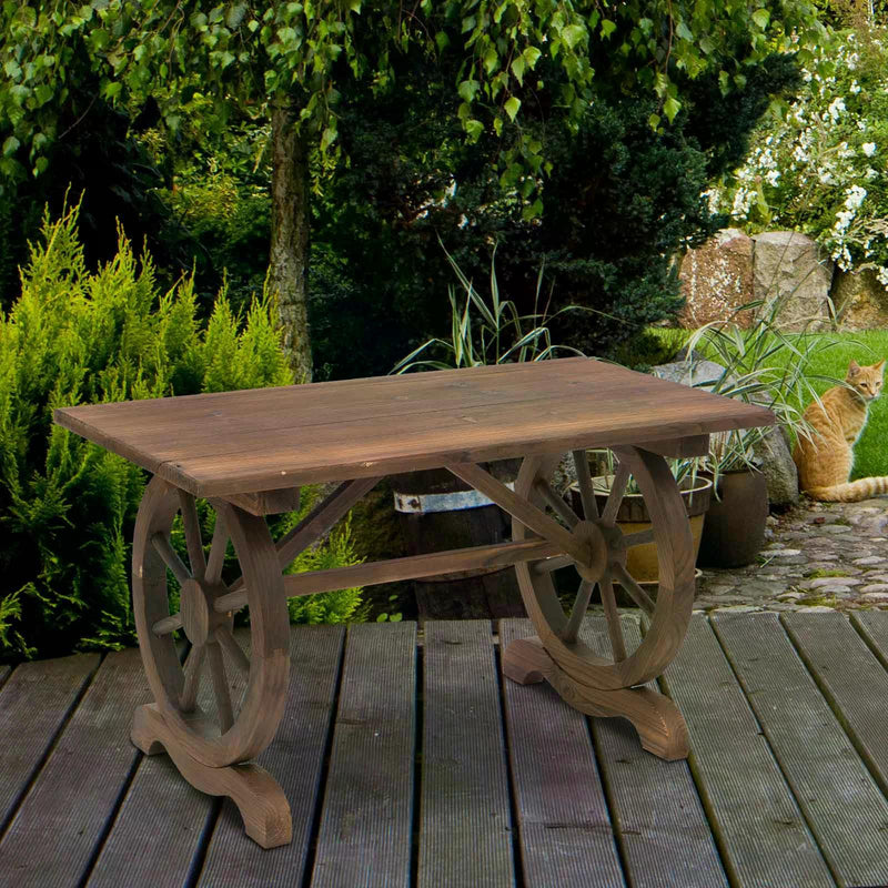 Outdoor Garden Coffee Table Dinning Table Patio Display Desk Natural Fir Wood Water-Resistant