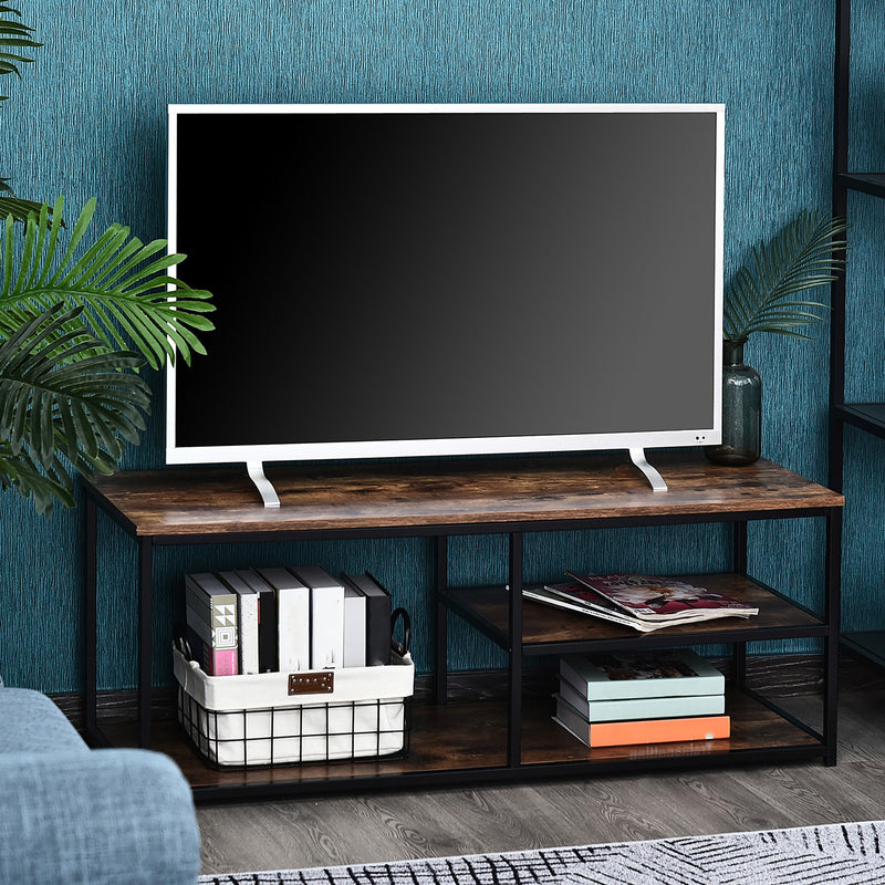 TV stand Industrial Style TV Cabinet With Storages 2 Shelves Metal Frame For living Room