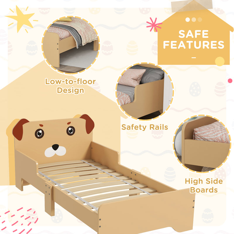 Kids Bed for 3-6 Years Old, Puppy-Themed Design, 143 x 74 x 58 cm, Yellow