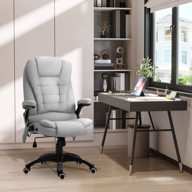 Office Chair with Massager High Back Ergonomic Design with Heated Padded and 360° Swivel Base for Home Office, Gaming, Light Grey