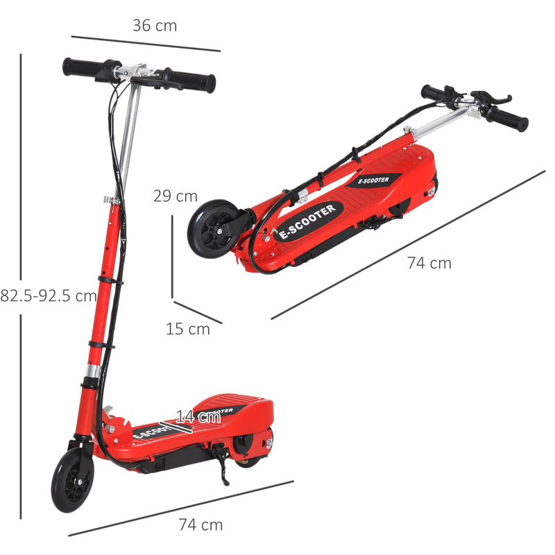 Kids Folding Electric Bike Children E Scooter Ride on Toy 2x12V Recharge Battery 120W Adjustable Height PU Wheels Suitable for 7 - 14 yrs Red