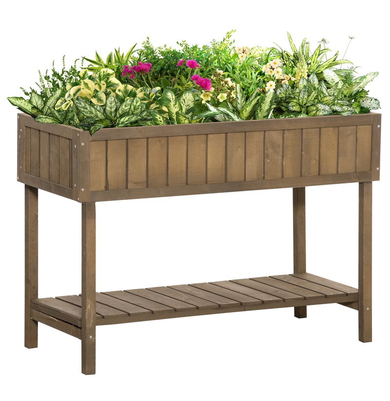 Wooden Planter Raised Bed Container Garden Plant Stand Bed 8 Boxes 110L x 46W x 76Hcm Brown