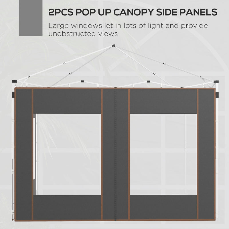 Gazebo Side Panels, 2 Pack Sides Replacement, for 3x3(m) or 3x6m Pop Up Gazebo, with Doors and Windows, Grey